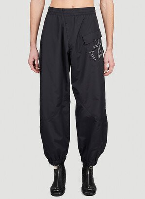 Anchor Logo Embroidered Twisted Track Pants - Man Track Pants Black M