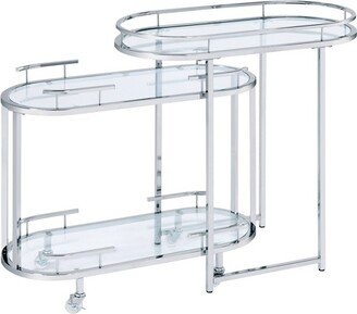 Carrowdore Glass Shelf Serving Cart Chrome/Clear - miBasics