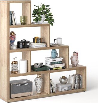 6 Cubes Ladder Shelf Freestanding Corner Bookshelf Storage