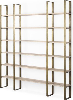 Taunton I Natural Brown Wood w/Hammered Black Metal Shelving Unit