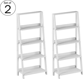 4-Tier Wood Free-Standing Ladder Shelves, Set of 2 White