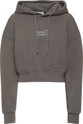 CANNARI CONCEPT Sariah logo printed cotton crop hoodie