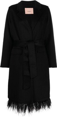 Feather-Hem Wool-Blend Coat-AA