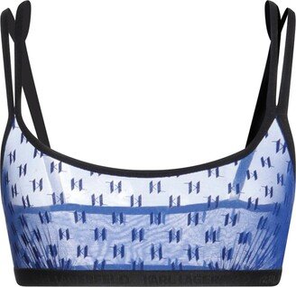 Kl Monogram Flock Bralette Bra Blue