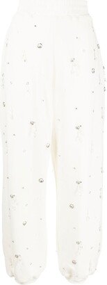 drop-embellished Terry track trousers