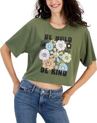 Juniors' Be Bold Be Kind Boxy Crop T-Shirt