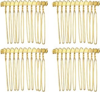 Unique Bargains No Slip Hair Side Combs Accessories Metal For All Hair Types 4 Pcs Gold Tone