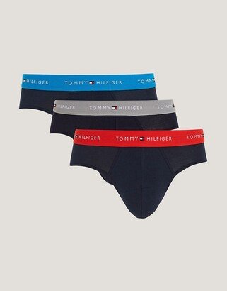 3 pack briefs with contrast waistband in navy and red