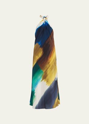 Bohol Abstract-Print Halter Maxi Dress