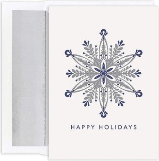 Masterpiece Studios 18-Count Boxed Christmas Cards With Foil-Lined Envelopes, 7.8 x 5.6, Embossed Ornate Silver Snowflake (936200)