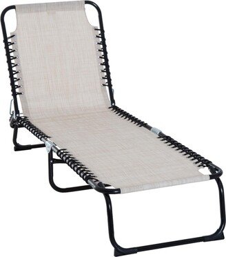 Outdoor Folding Chaise Lounge Chair Portable Lightweight Reclining Garden Sun Lounger with 4-Position Adjustable Backrest for Patio, Deck, an