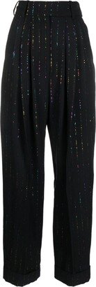 High-Waist Paillette-Embellished Trousers