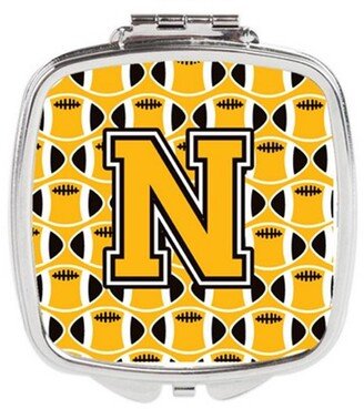 CJ1080-NSCM Letter N Football Black, Old Gold & White Compact Mirror