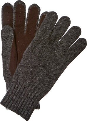 Suede-Trim Boiled Cashmere Gloves-AA