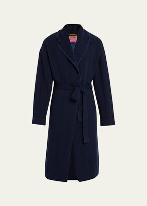 THE ELDER STATESMAN X ZEGNA Men's Cashmere-Wool Topstitched Robe-AA