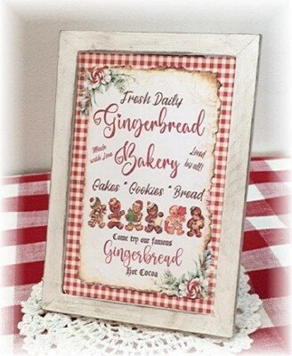 Fresh Daily Gingerbread Bakery Framed Wood Sign For Christmas Tiered Trays