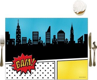 Big Dot Of Happiness Bam Superhero - Party Table Decorations - Party Placemats - Set of 16
