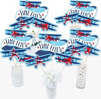 Big Dot Of Happiness Taking Flight - Airplane - Party Centerpiece Sticks - Table Toppers - Set of 15