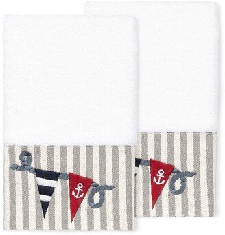 Ethan Embellished Hand Towel - Set of 2 - White