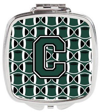 CJ1071-CSCM Letter C Football Green & White Compact Mirror