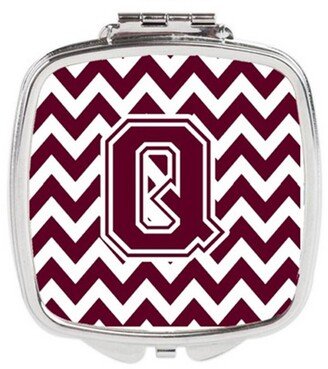 CJ1051-QSCM Letter Q Chevron Maroon & White Compact Mirror, 3 x 0.3 x 2.75 in.