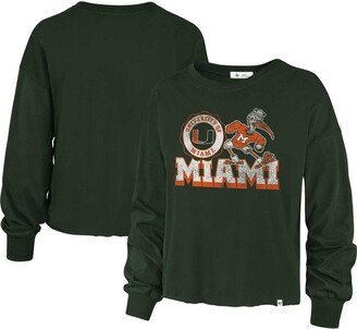 Women's Green Distressed Miami Hurricanes Bottom Line Parkway Long Sleeve T-shirt