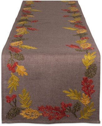 Shimmering Leaves Embroidered Table Runner