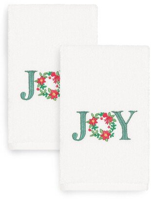 Christmas Joy Embroidered Hand Towels - Set of 2