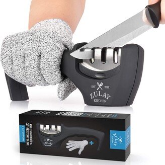 3 Stage Knife Sharpener & Cut-Resistant Glove