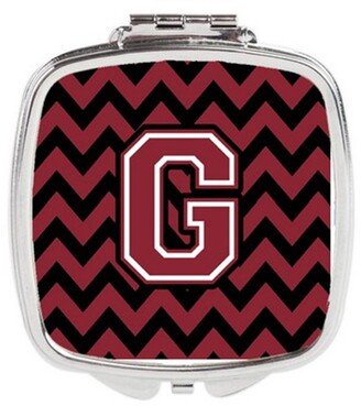 CJ1052-GSCM Letter G Chevron Garnet & Black Compact Mirror