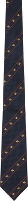 Navy & Red Silk Bee Web Tie