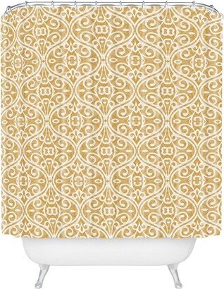 Wagner Campelo Boho Volutes Putty Shower Curtain Yellow