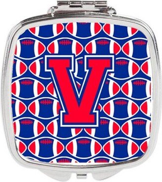 CJ1076-VSCM Letter V Football Harvard Crimson & Yale Blue Compact Mirror