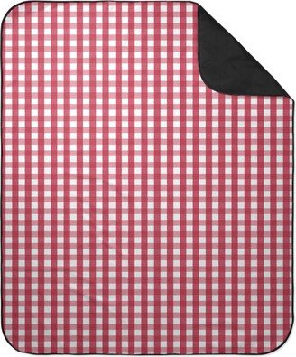 Picnic Blankets: Check Red On White Picnic Blanket, Red