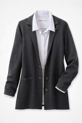 Women's Knit Boyfriend Jacket - Black - PS - Petite Size