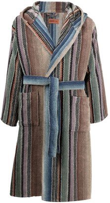 Archie vertical-stripe belted bathrobe