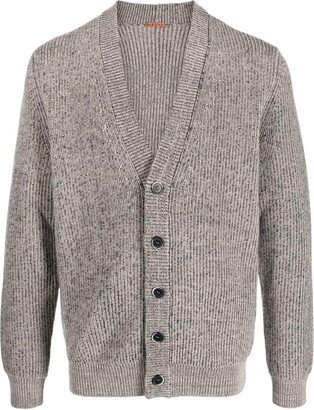 V-neck buttoned-up knitted cardigan