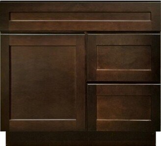 Bathroom Vanity 30 Inch, Espresso Shaker Sink Vanity, Single Accent Cabinet - In. Wide X 34.5 High 21 Deep