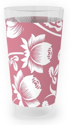 Outdoor Pint Glasses: Lovely Rose Flower - Pink And White Outdoor Pint Glass, Pink