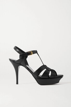 Tribute Woven Leather Platform Sandals - Black