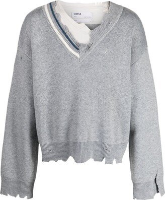 Distressed-Effect Layered Jumper