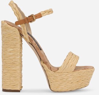 Woven raffia platform sandals-AA