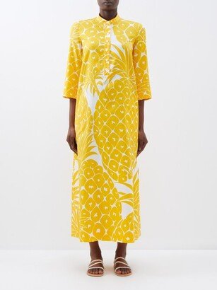 Sucrée Pineapple-print Cotton-silk Kaftan