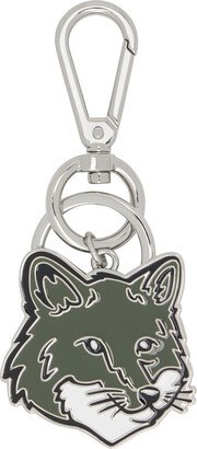 Silver & Khaki Bold Fox Head Keychain