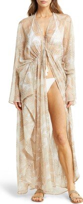 Austin Floral Long Sleeve Sheer Cover-Up Dress