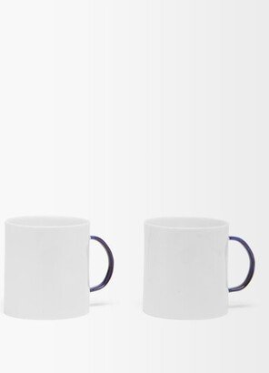 Set Of Two 7oz Painted-handle Fine China Mugs