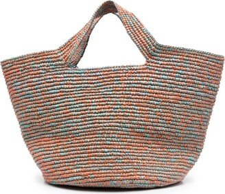 Interwoven-Straw Cut-Out Tote Bag