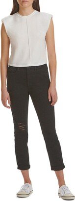 Womens High Rise Slim Fit Boyfriend Jeans