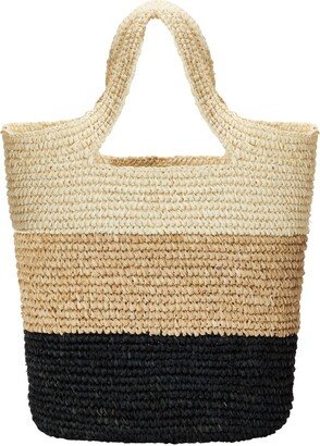 Pink Haley Sawyer Handmade Colorblock Raffia Beach Tote