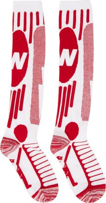 Red & White Jacquard Socks